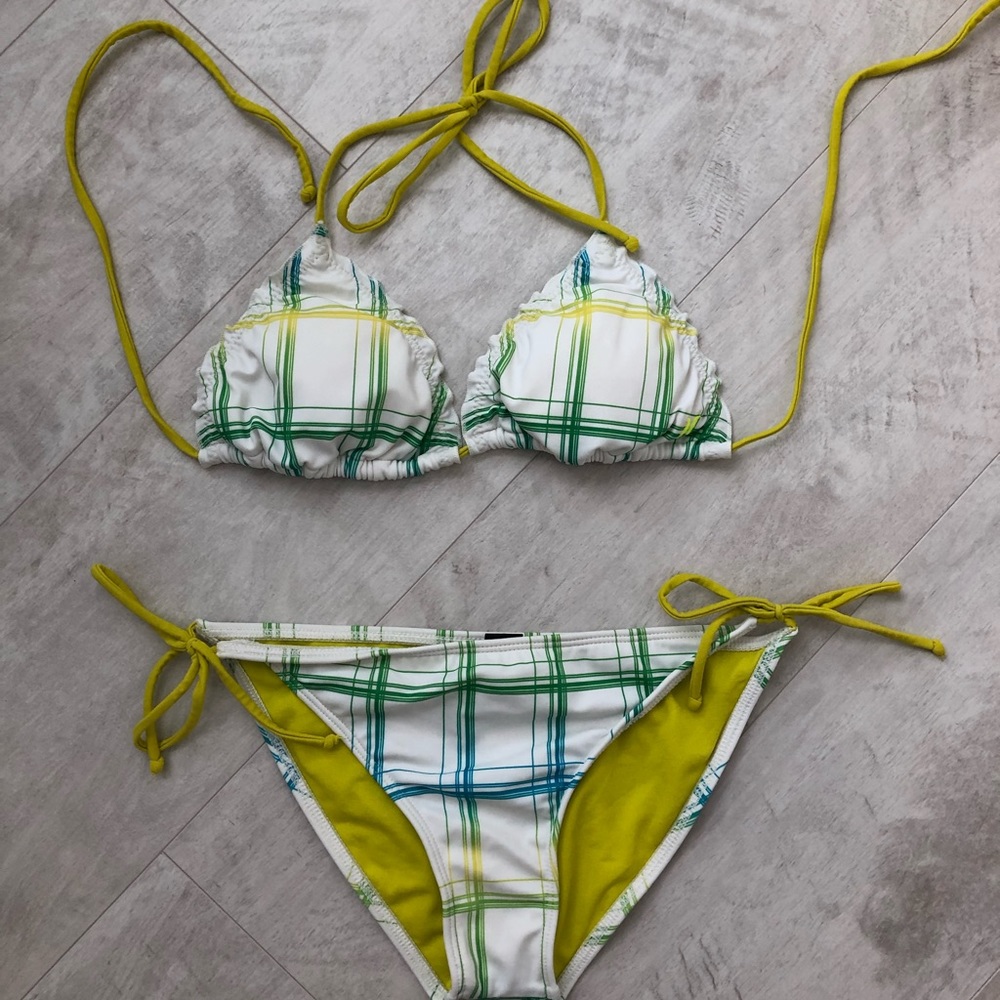 Plaid Patterned White Hurley Bikini NWOT